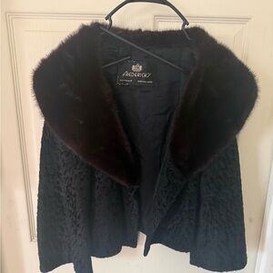 Lamb coat  with mink collar